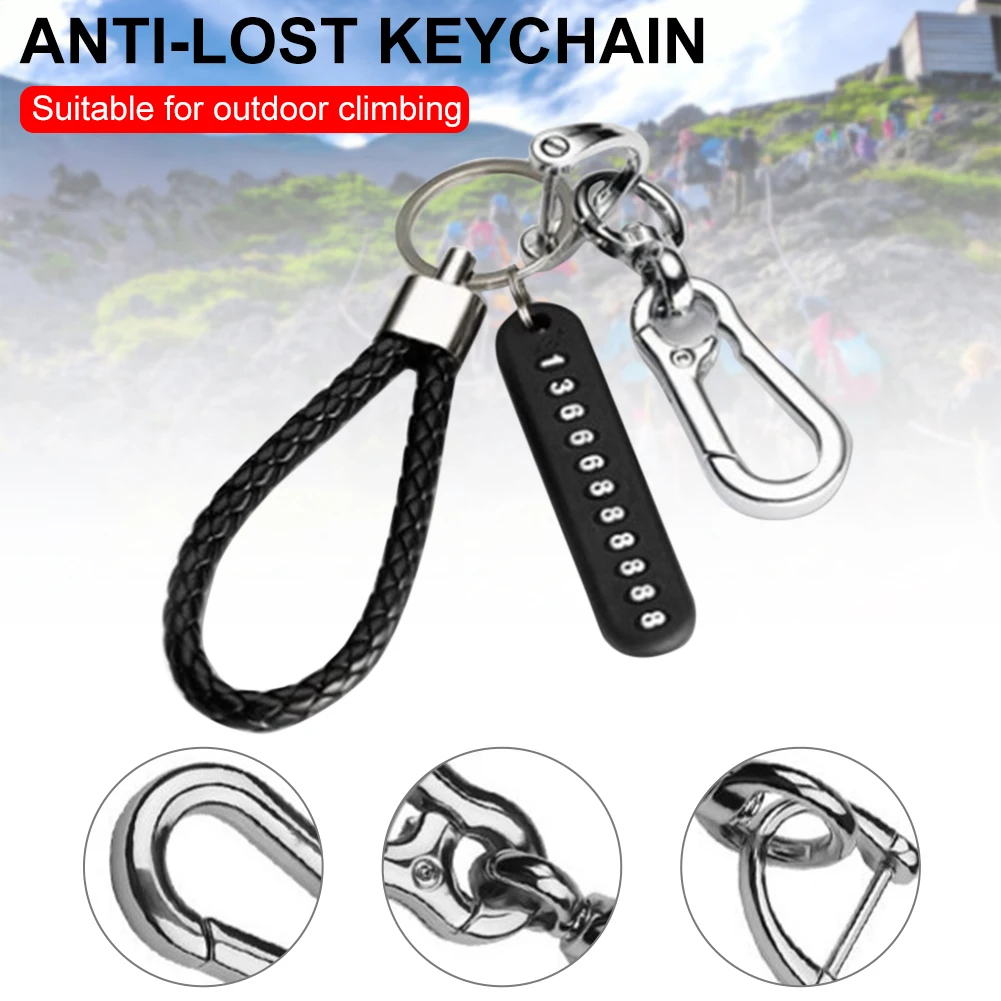 

Anti-Lost Key Pendant Split Rings Keychain Phone Number Card Keyring Auto Vehicle Key Chain Car Outdoor Climbing Key Chain Ring