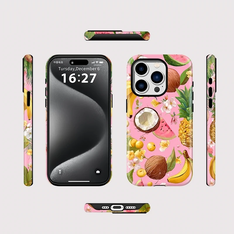 Фото Чехол для телефона с изображением арбуза и ананаса для iPhone 13 Pro, 12, 17, 16, 15 Plus, 14 Pro Max, совместимый с беспроводной зарядкой MagSafe №2