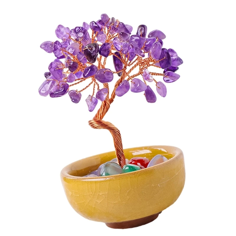 Хрустальное дерево процветания с натуральным камнем для изобилия в бизнесе и