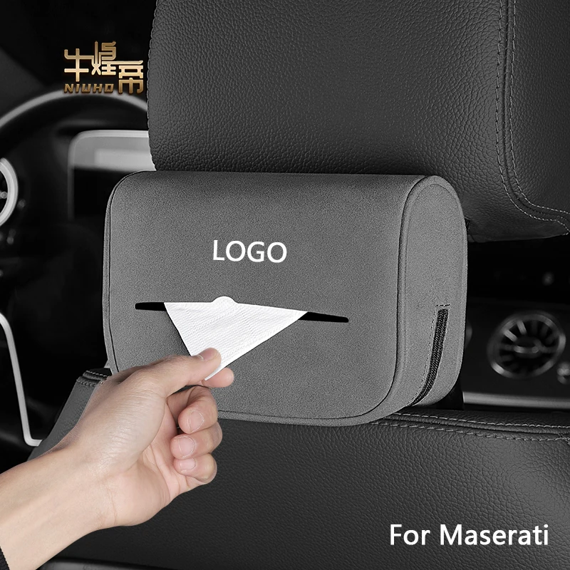 

Car Suede Tissue Box Interior For Maserati Levante Ghibli GranTurismo MC Seat Back Paper Bag Armrest Box Case Cover Accessories