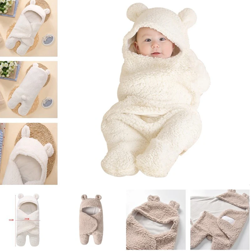 

0-12M Newborns Baby Blanket Newborn Baby Swaddle Wrap Soft Winter Baby Bedding Receiving Blanket Sleeping Bag 1pc