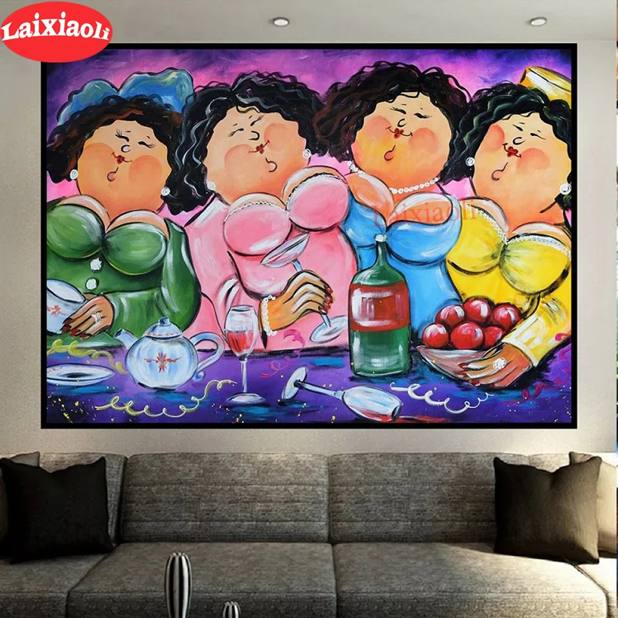 Картина из страз Fat Ladies 5d модная женская мультяшная вышивка ручной работы с
