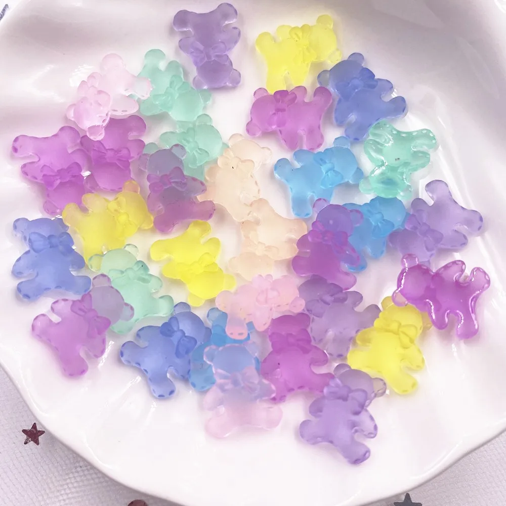 3D Желейный цвет стразы для дизайна ногтей с плоским основанием медведь из смолы украшения для вырезок DIY домашний декор L584