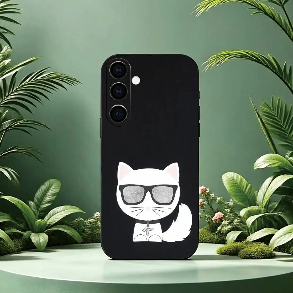 Чехол для телефона KarlES LagerfeldES cat для Samsung Galaxy A73, A72, A71, A70, A53, A52, A51, мягкий силиконовый чехол черного цвета, подарок. (art.: 3920dceb3a465) - 3920dceb3a465