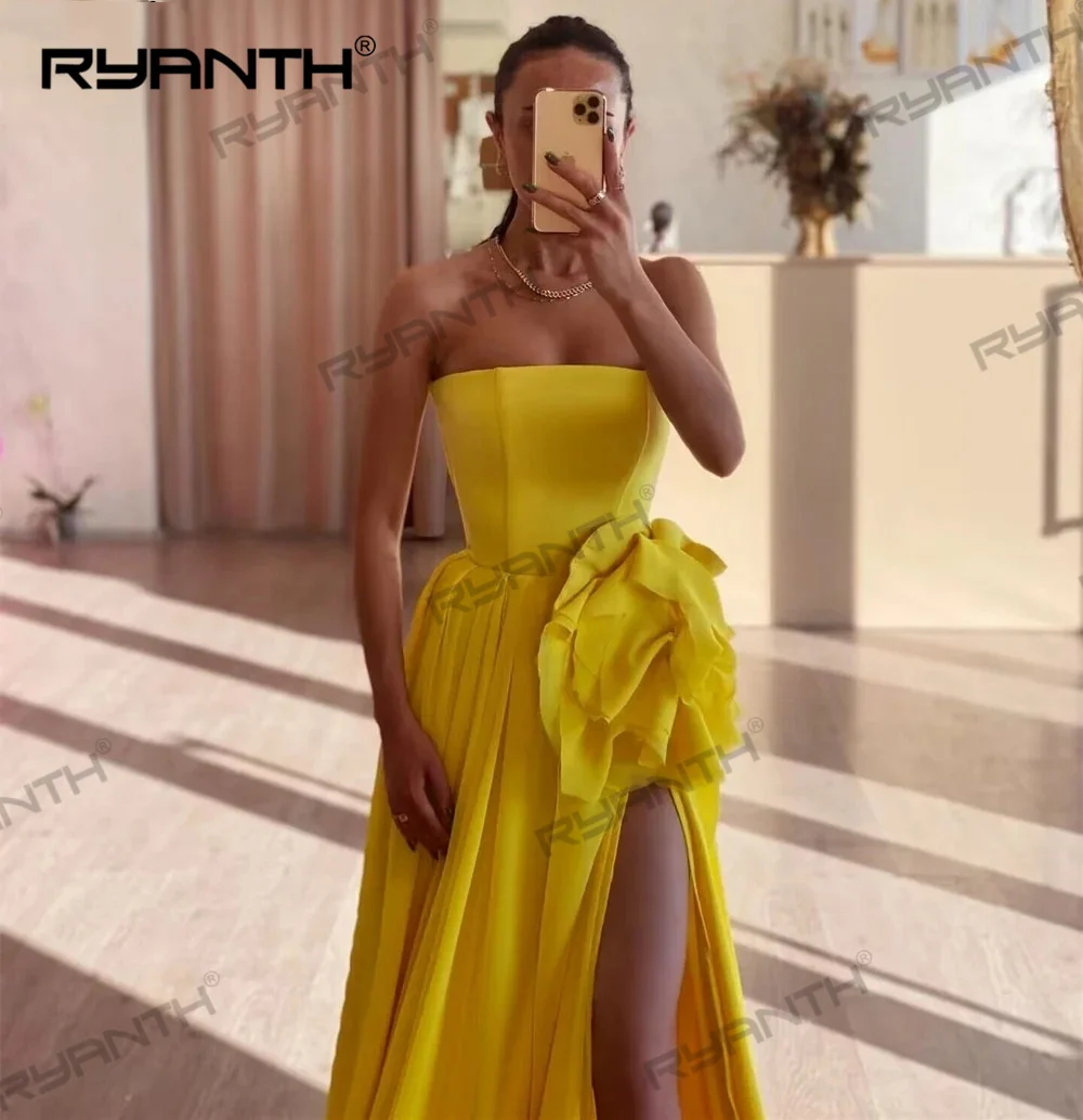 Великолепное длинное атласное вечернее платье Ryanth 2024 фуксии официальное с