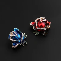 rhinestone flower brooches women 2 colors sparkling enamel rose bouquet diy weddings party brooch pins gifts