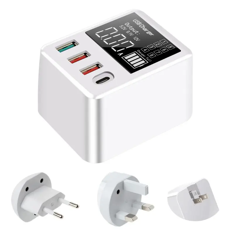 

Dropship 4 Ports USB QC3.0 Hub Fast Charging Dock Stand with LED Display Screen f