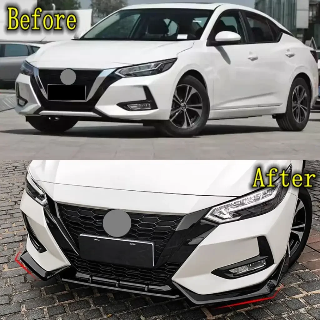 Сплиттер для переднего бампера спойлер Nissan Sylphy 2020 2021 2022 глянцевый черный корпус