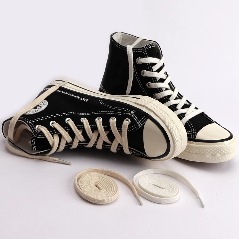 1Pair Shoelaces Classic Retro Double Weave Shoelace Canvas Cotton Flat Shoe Laces Sneaker Strings Bootlaces Sport Boot Shoe Lace