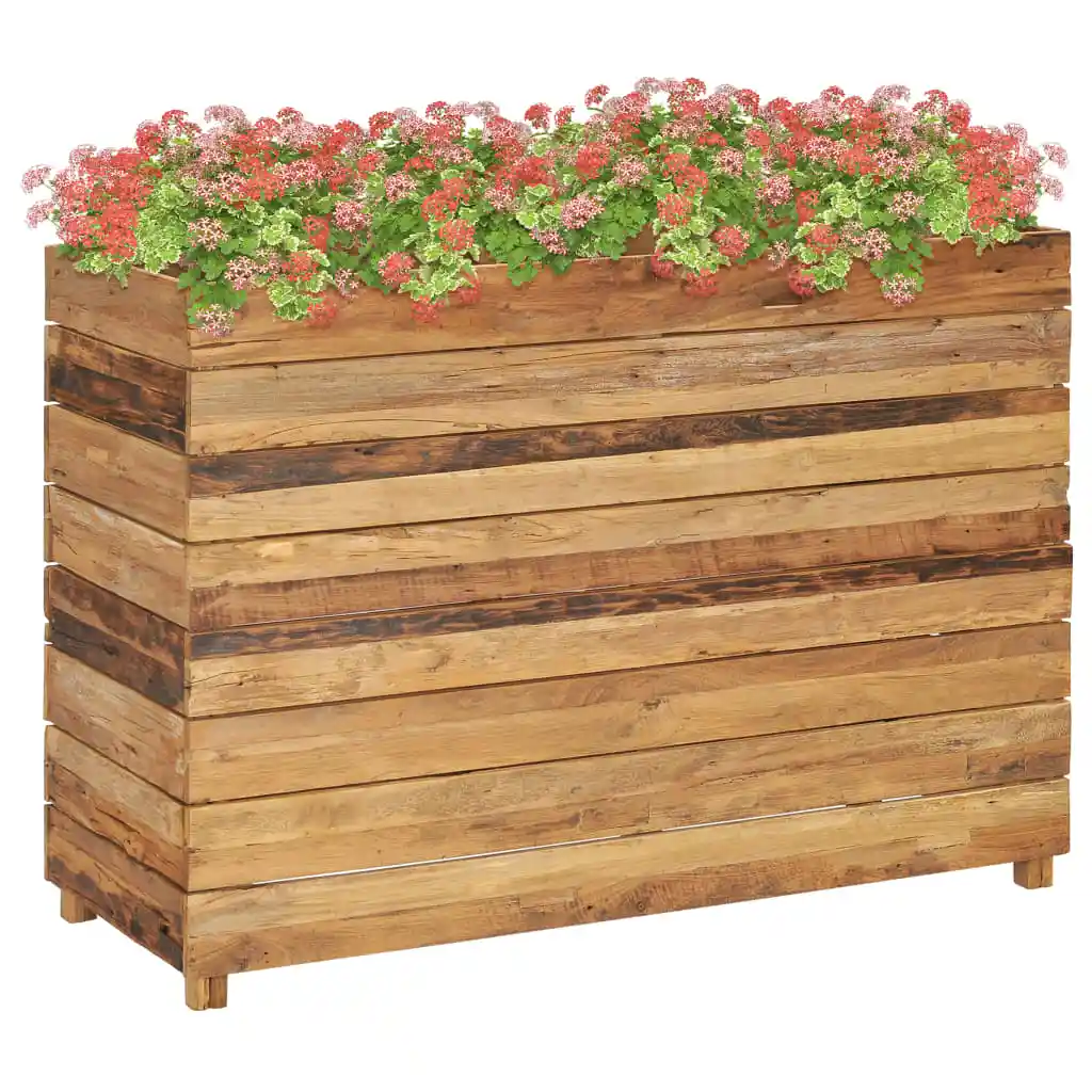 

Raised Bed 39.3"x15.7"x28.3" Recycled Teak and Steel Basket/Planter/Raised Vegetable Bed