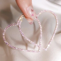 simple perfect heart pink diamond hoop earrings women engagement wedding bride princess gift jewelry