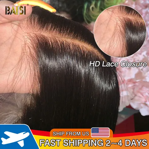 BAISI бразильские невидимые прямые HD кружевные застежки фронтальные 4x4 человеческие волосы застежка с детскими волосами прозрачные кружевные застежки ТОЛЬКО