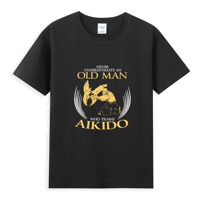

Old Man Trains Aikido Aikido Promotion T-Shirt Homme Summer Tops Short Sleeve Tee Shirt Pure Cotton Vogue Style Unisex