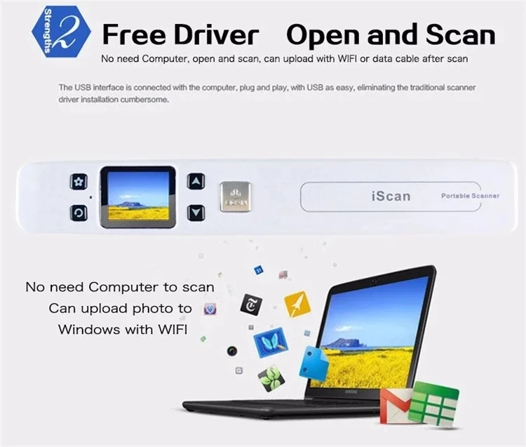 Фото Портативный цифровой сканер Handyscan A4, ручной USB-сканер-ручка, формат JPG, для документов A4, Iscan №5