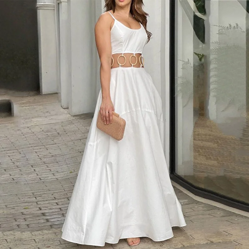 

Женское платье-макси с открытой талией, открытой спиной и квадратным вырезом