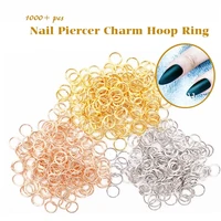 1000pc pierced arylictips punk charms 5 6mm loops metal tools piercing jewelry connect hoop decoration nail art alloy ring 2022