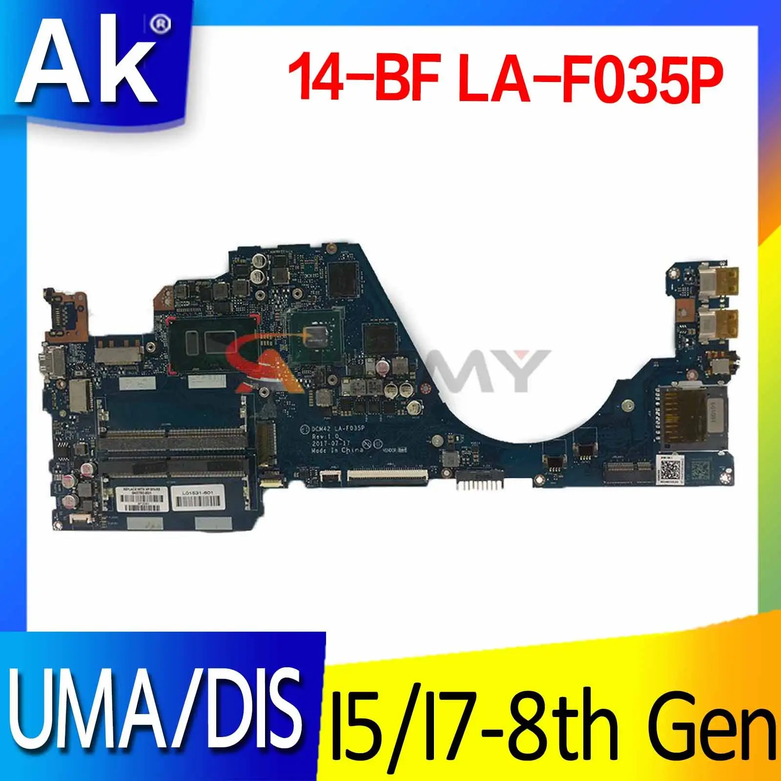 

Для HP TPN-C131 14-BF Материнская плата ноутбука L11135-601 940760-001 940762-601 w/ I7-8550 GenU CPU DCM42 стандартная материнская плата