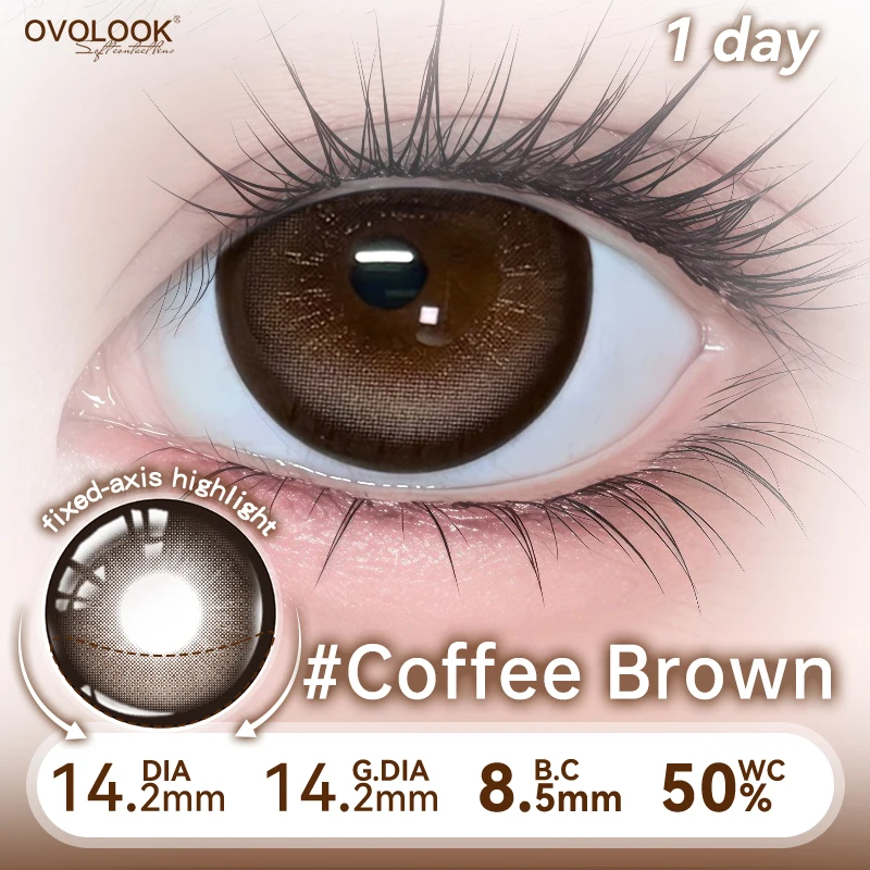 Фото OVOLOOK - Цветные контактные линзы с мягким ободком, гибридные, синие, 10 шт., для ежедневного использования, для макияжа, в милой коробке с рисунком щенка. №2