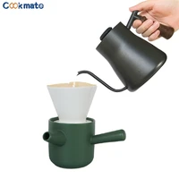 ceramic pour over coffee set hand coffee filter pot with white filter cup and dark green coffee funnel sharing pot