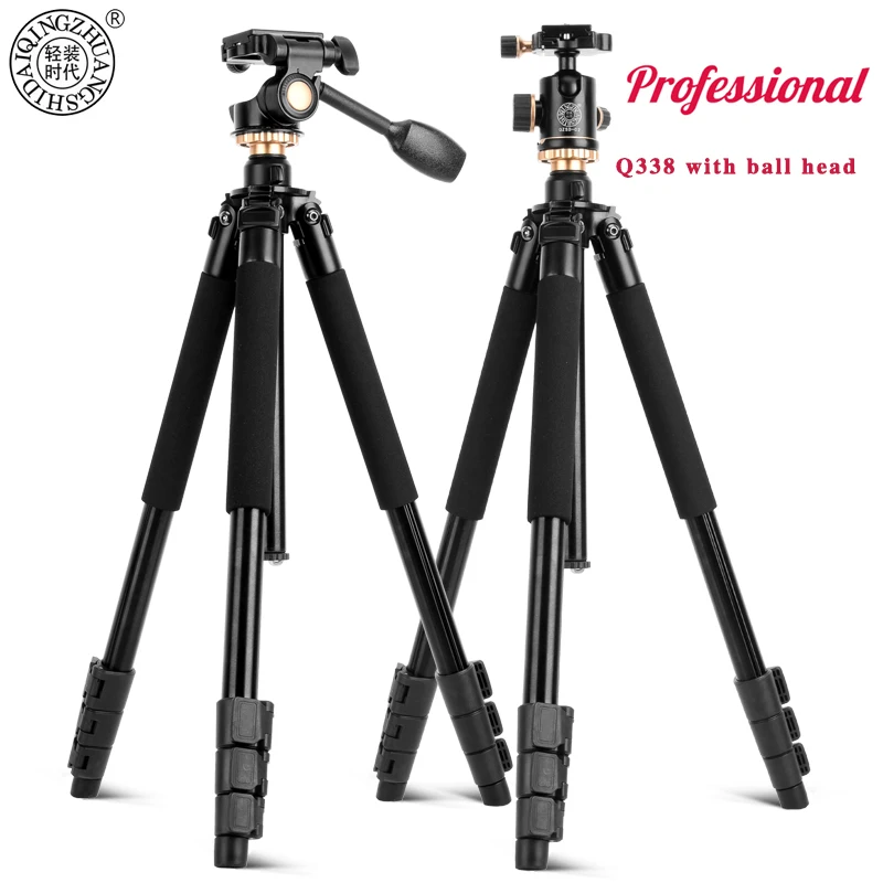 

QZSD Q338 Professional Photographic Portable Travel Aluminium Alloy Tripod Kit Monopod Stand Ball Head For DSLR Camera