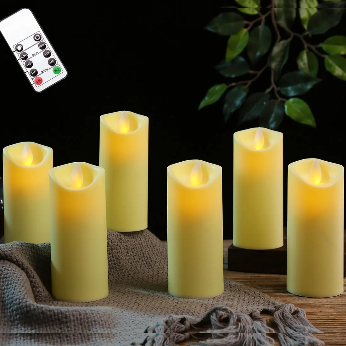 

3/4/5/6 Pieces Remote Control Flameless Moving Wick Led Pillar Candles Battery Candle With Flickering Flame for home party decor