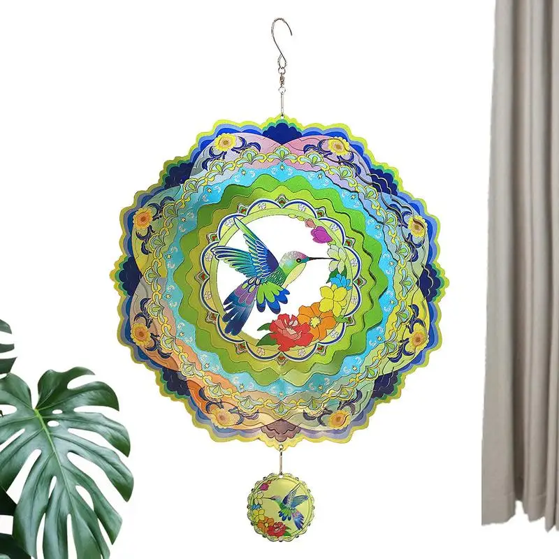 

Outdoor Wind Spinners Hummingbird Outdoor Wind Chime Metal Wall Hang Garden Spinner Kinetic Yard Art Decorations For Trees