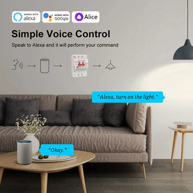 Автоматический выключатель Zigbee Tuya Smart 2P 4P