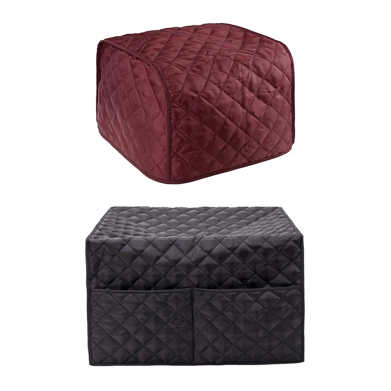 

2PCS Smart Oven Cover Convection Toaster Oven Cover Black With Polyester Quilted Four Slice Toaster Appliance Cover Red
