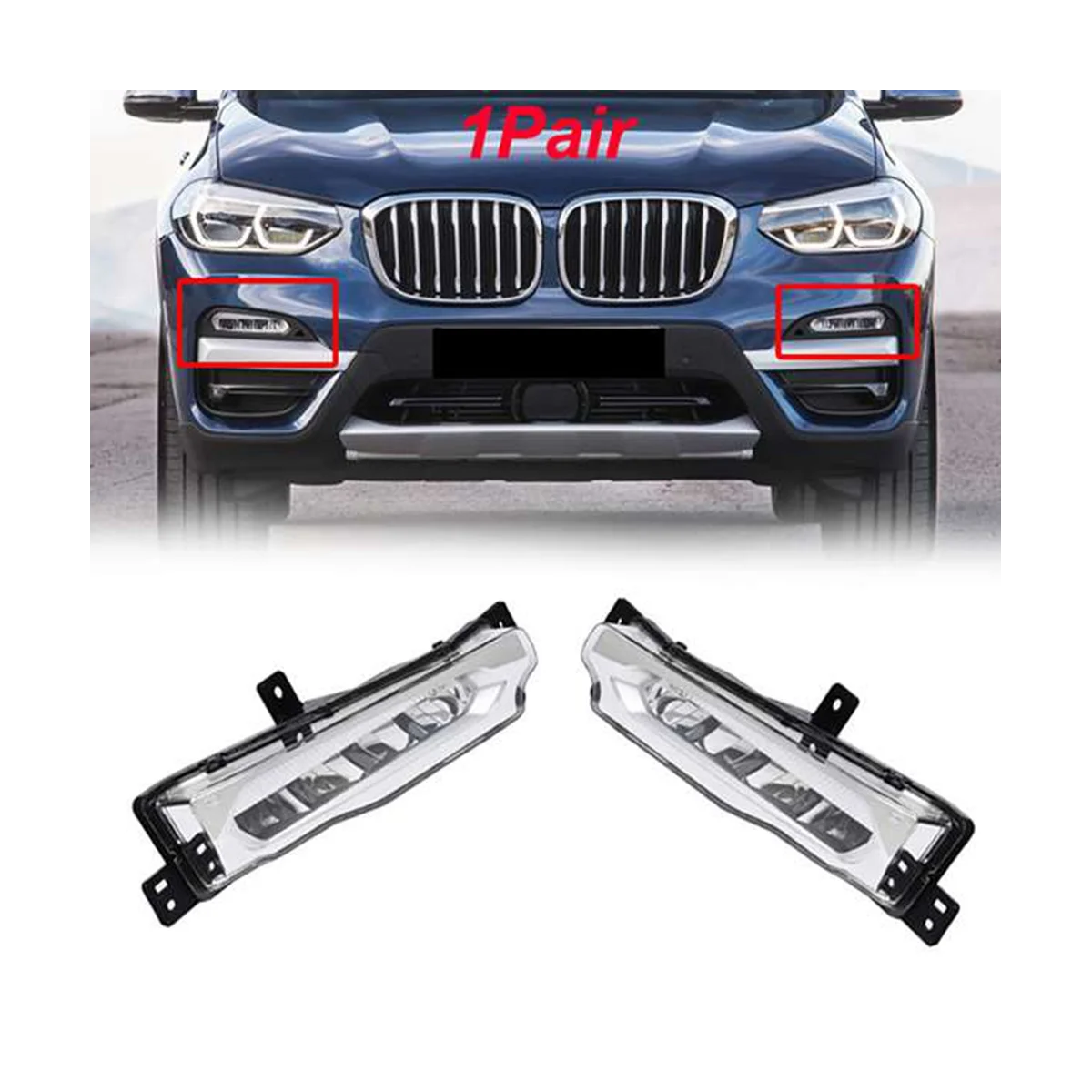 

63177412528 Front Right LED DRL Fog Light for BMW X3 X4 G01 G02 2017-2019 Driving Lamp Daytime Running Light Bumper Lamp