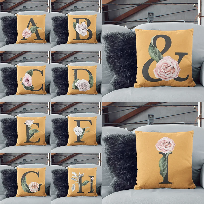 

Letter Yellow Cushion Cover Decorative Pillow Cover Home Decor Sofa Living Room Pillowcase for Sofa Pillowcover Coussin Cojines