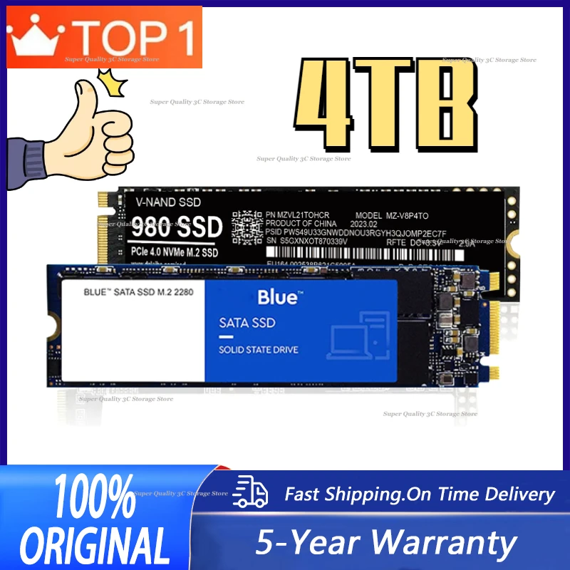 

2023 Newest 980 PRO PCIe 4.0 NVMe 4.0 1TB 2TB 4TB SSD Internal Solid State Drive for Laptop Desktop MLC PC Computer