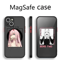 zero two darling in the franxx japanese anime phone case transparent magsafe magnetic magnet for iphone 13 12 11 pro max mini