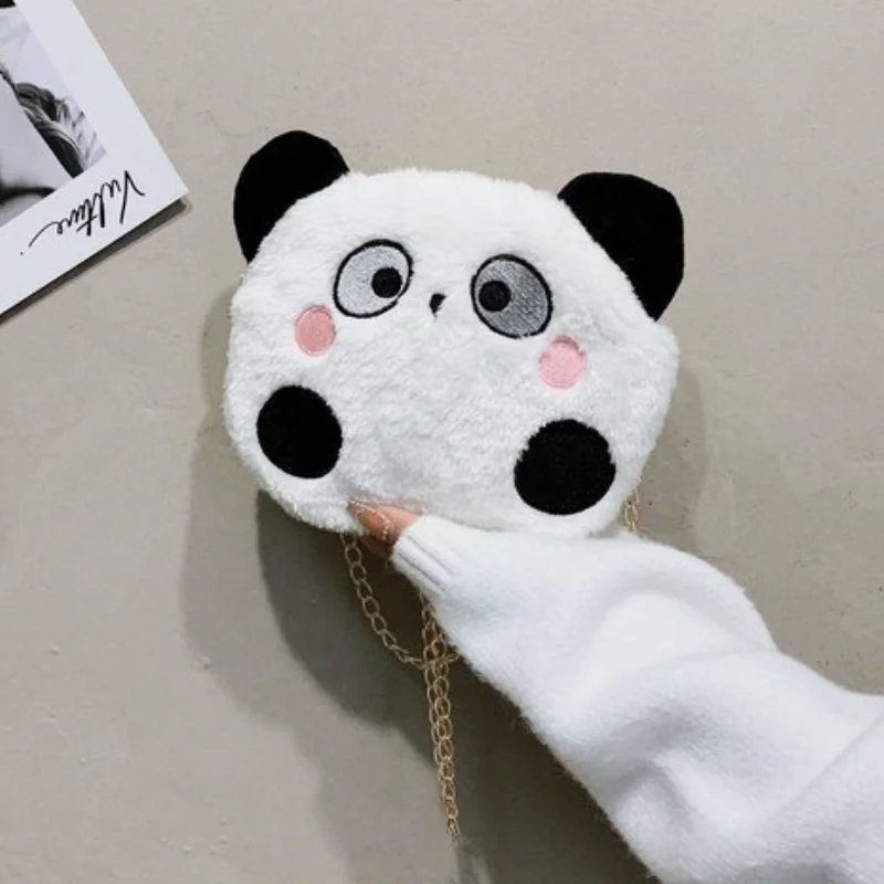 Children Cute Bags New Fashion Girls Boys Plush Panda Shoulder Messenger Women Bag Cartoon Chain Small Bag