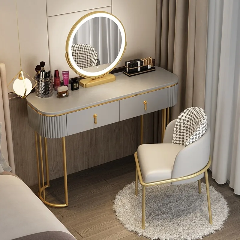 

Lacquer Container Dressing Table Chairs Shelf Luxury Nordic Dressing Table Drawer Mirror Tocador Maquillaje Bedroom Furniture