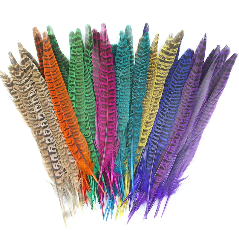 

18-25 cm Colorful Ringneck Pheasant Tail Feathers for Crafts Black White long Natural Pheasant Feathers Decoration Plumas