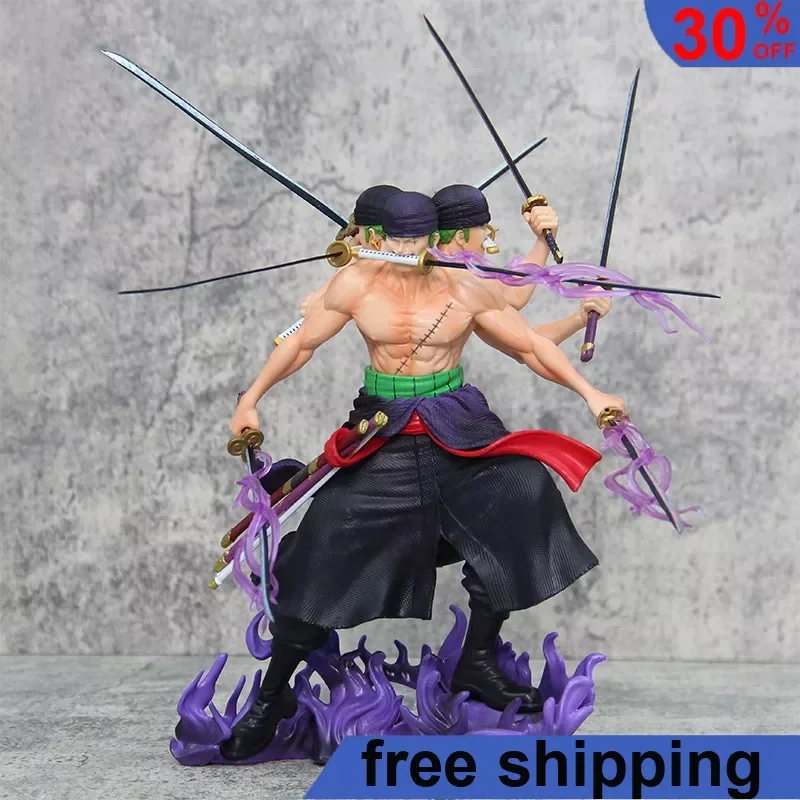 

30cm ONE PIECE Anime Figure Roronoa Zoro Ghostly Ashura Nine Sword Style Three Heads and Six Arms Action Figure Model Gift Toys