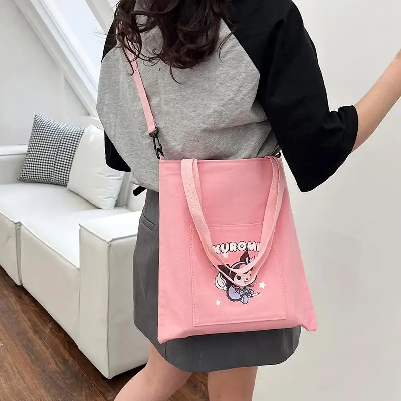 

Сумка на плечо Kuromi Sanrio Kawaii Anime Girl, вместительная мультяшная сумочка-тоут, дорожная сумка через плечо для поездок на работу