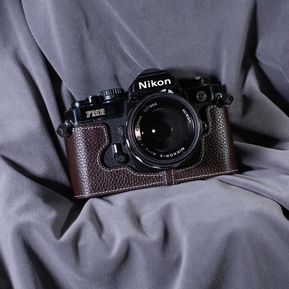 Фото FM2/FE2 Чехол из натуральной кожи с получехлом для Nikon F3 F3HP F3AF F3T FM2/FE2 Чехол Кожаная сумка для камеры ручной работы №1