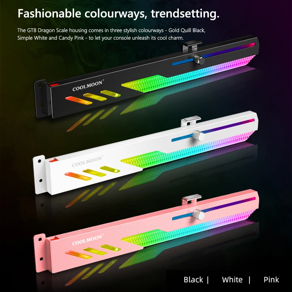 

Кронштейн для видеокарты COOLMOON RGB, держатель VGA 5 В, 3pin, 4pin, ARGB, AURA SYNC, GPU, горизонтальная Регулируемая подставка для видеокарты