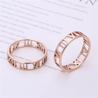 viksword roman numerals stainless steel ring for women men classic rose gold color casual couple rings jewelry anniversary gift