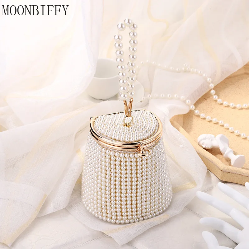 

Новые дизайнерские женские вечерние сумки-мешки с отделением для бисероплетения, дневной клатч с жемчугом, свадебные сумочки для невесты, м...