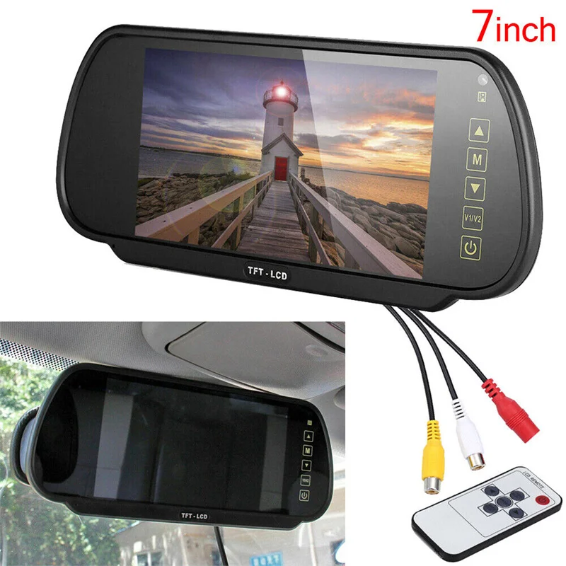 Купи 7-inch LCD Monitor Mirror Car Backup Camera Rear View System Car Rear View Backup Hidden Camera car reversing image two-way AV за 2,614 рублей в магазине AliExpress