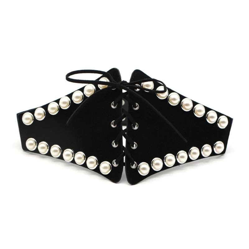 

Ladies Wide Stretchy Belt with Pearl Decor Belt Waistband for Formal Dress
