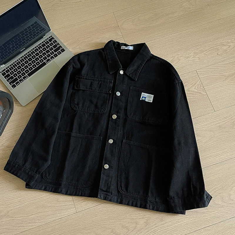 Женская повседневная джинсовая рубашка однотонная однобортная мягкая с