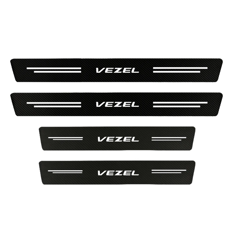 

Защитные наклейки на порог автомобиля, 4 шт., кожаный карбон для Honda Vezel, декоративная наклейка из волокна, аксессуары для порога