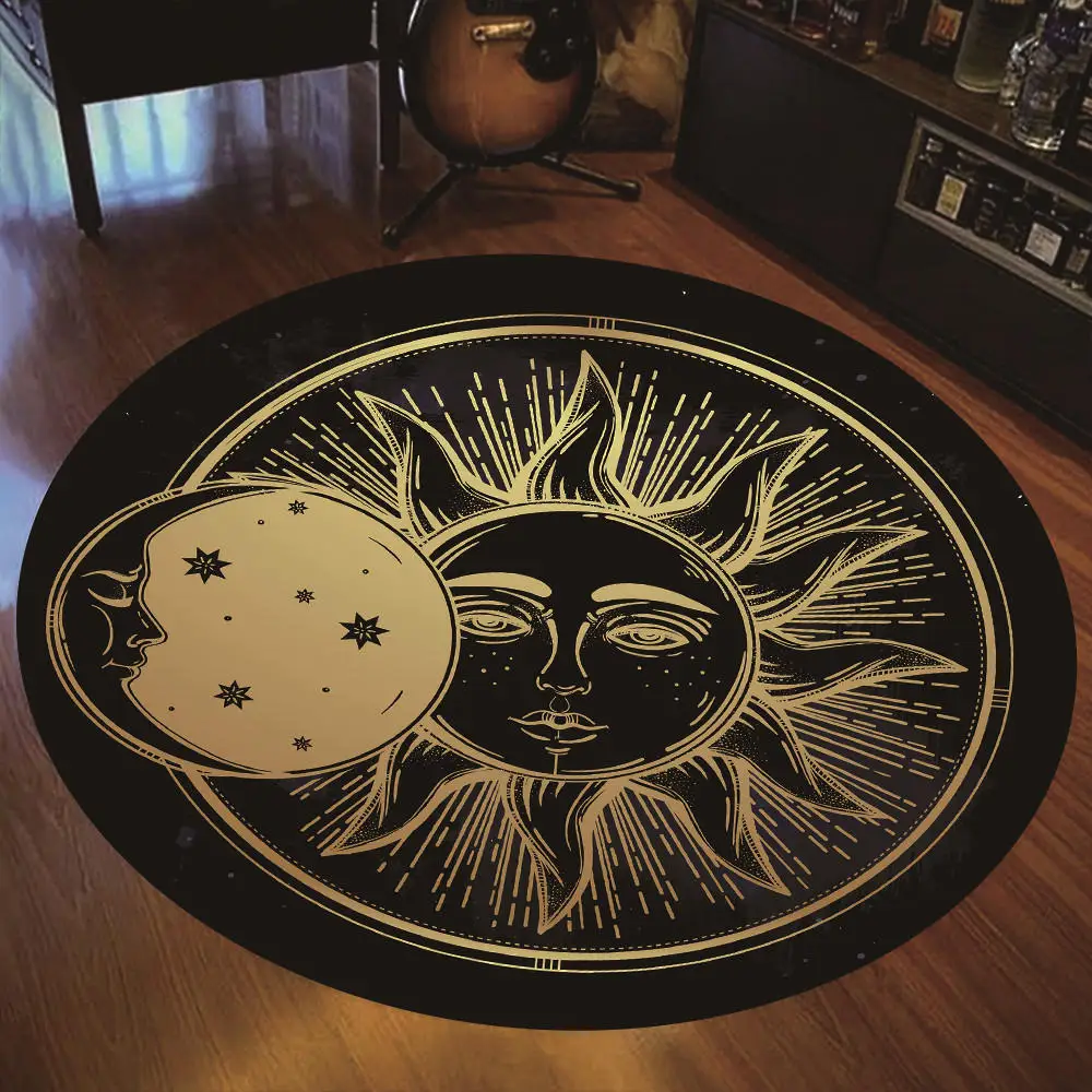 

Round Carpet Moon Feather Floor Mats Flannel Printed Area Rug Sound Insulation Pad for Music Room Bedroom Home Decor 3d Carpet