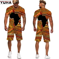 yuhaafrican 3d print womensmens t shirts sets africa dashiki men%e2%80%99s tracksuittopsshorts sport and leisure summer male suit