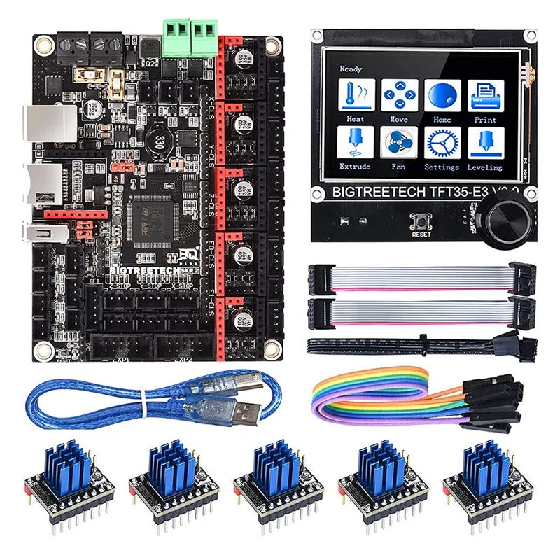 

BIGTREETECH SKR 2 Motherboard for 3D Printer New Upgrade, TFT35 E3 V3.0 Screen+5Pcs TMC2209,SKR V1.4 Turbo Control Board