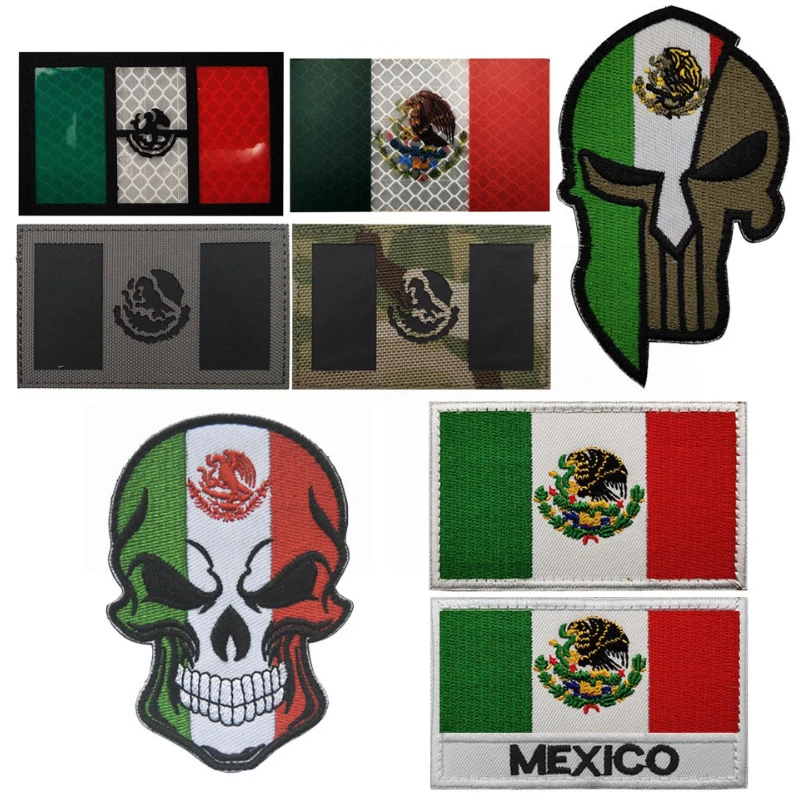 

1pcs Mexico Flag Collection Arm Badge Skull Head Embroidery Patch Clothing Personalized Accessories