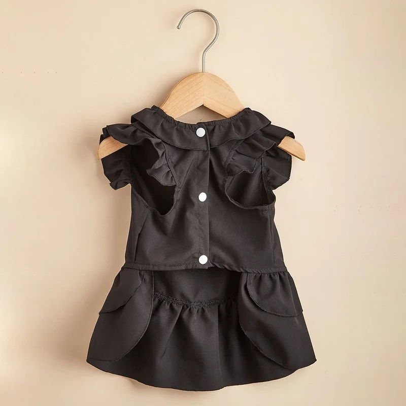 

Black Tiered Skirt Kitten Dogs Clothes Elegant Dress Dog Clothing Cat Sweet Korean Fashion Cute Summer Girl Bichon Teddy Clothes
